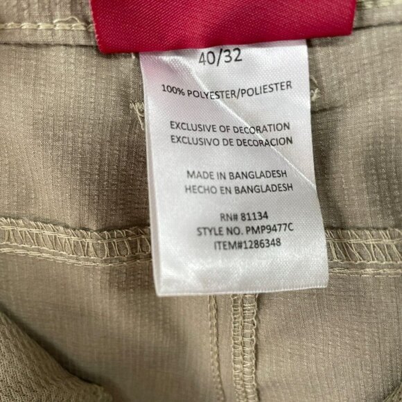 Pacific Trail Pants Mens Sz 40x32 Beige Straight Leg Mid-Rise Lightweight Pocket - Picture 9 of 11